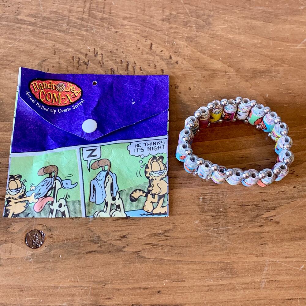 Garfield the Cat Paper Mache Women's Bracelet Cartoon Strip Stretch Band Vintage - Picture 9 of 9